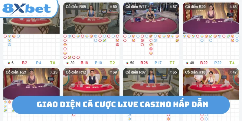 Giao diện cá cược live casino hấp dẫn