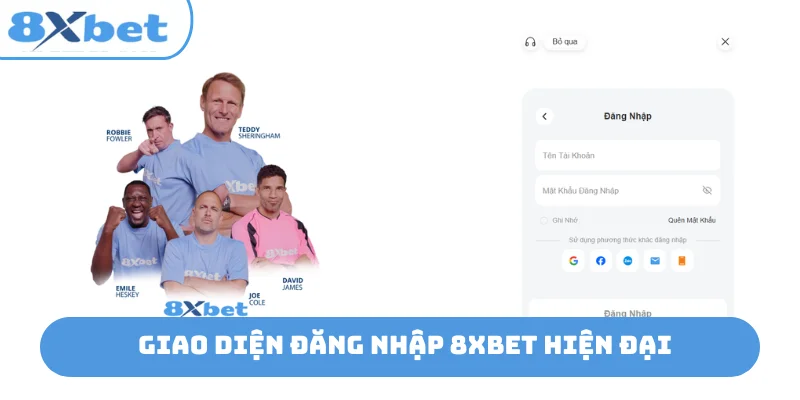 Giao diện đăng nhập 8xbet hiện đại